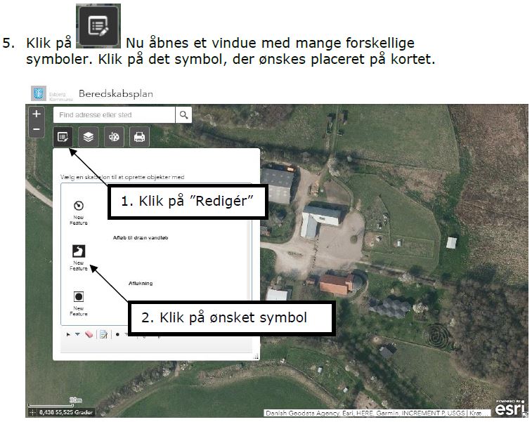Klik på rediger-symbolet. Nu vises mange forskellige symboler. Klik på det symbol du ønsker at placere på kortet. 